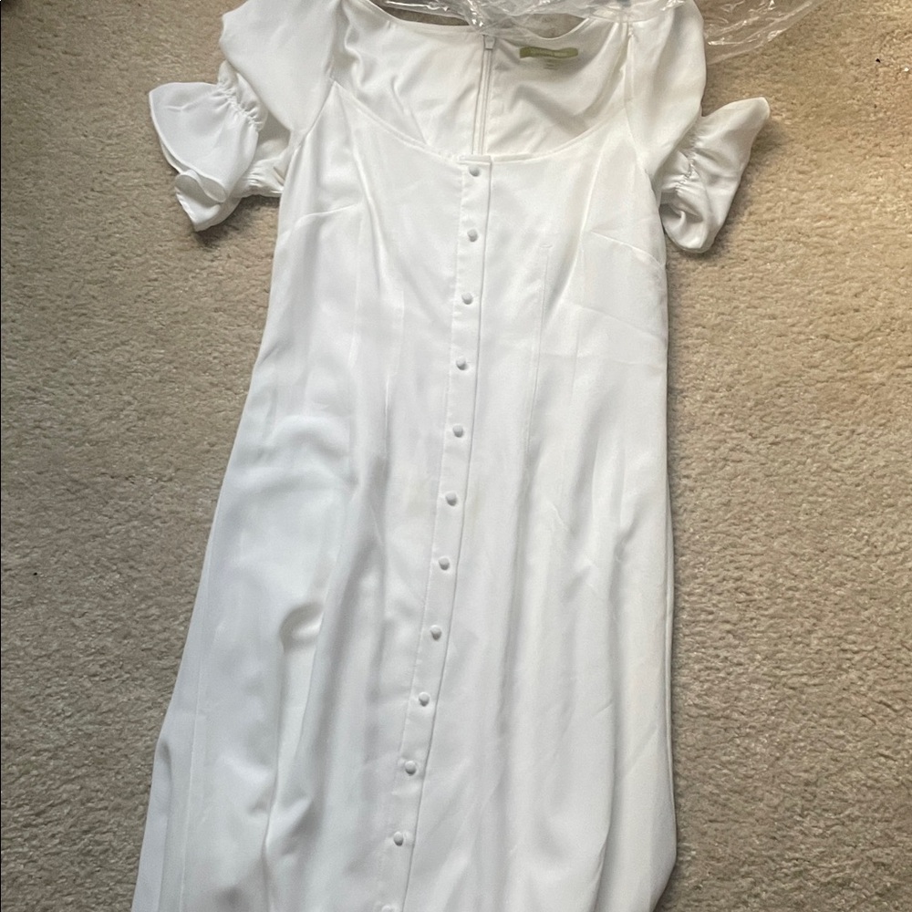 Giani Bernini White Midi Dress with Button Detail